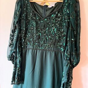 NWT emerald green beaded virgos lounge formal dress UK 12